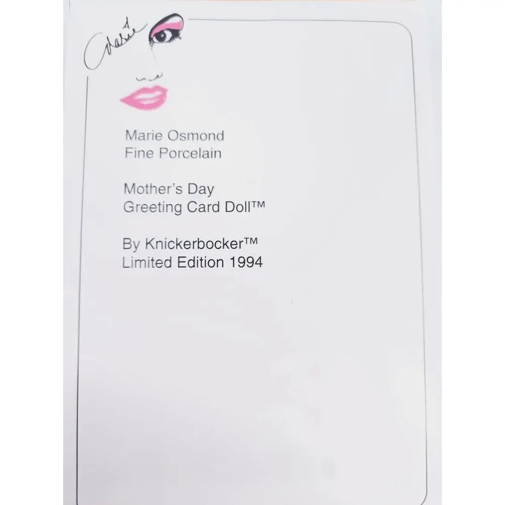 NEW MARIE OSMOND MOTHERS DAY GREETING CARD 1994 5.5 IN PORCELAIN LTD ED NIB